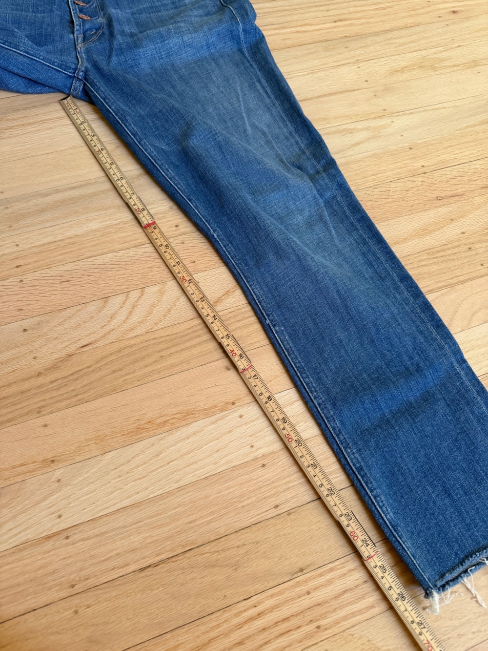 Mother Pixie Dazzler Ankle Fray Jeans Beginner’s Luck Blue Size 30 Minimalist - Picture 14 of 14